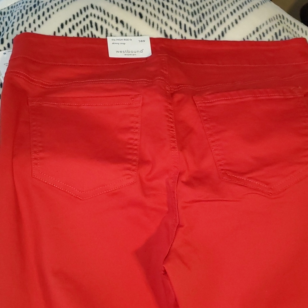 Westbound Red skinny crop pants Woman's Size 14W - Picture 12 of 12